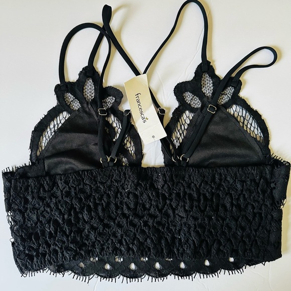 Francesca Collections Top  Black Lace‎ Bralette Sz Large - Picture 2 of 5